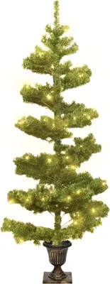 Obrázek produktu pro vidaXL Spirálový vánoční stromek s osvětlením a květináčem zelený 120 cm