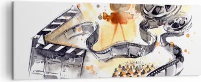 Produktbild von Bild auf Leinwand - Leinwandbild - Film Projektor Illustration - 140x50cm - Wand Bild - Wanddeko - Leinwanddruck - Bilder - Kunstdruck - Wanddekoration - Leinwand bilder - Wandkunst - AB140x50-3017