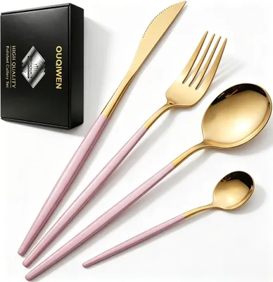 Produktbild von Besteckset Besteckbesteck Essbesteck - 16-teilig - Für 4 Personen - Edelstahl - Roségold