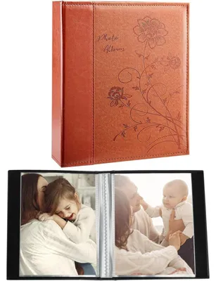 Image de Album photo 10x15 cm, couleur marron, lot de 2, pour 50 photos par album