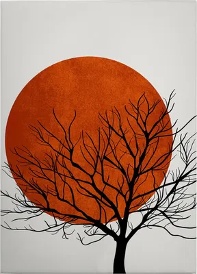 Produktbild von Leinwandbild Kunst 70 x 50 cm - Wandbild Rot Orange - Keilrahmen Natur Wohnzimmerdeko Wanddeko Wandgemälde