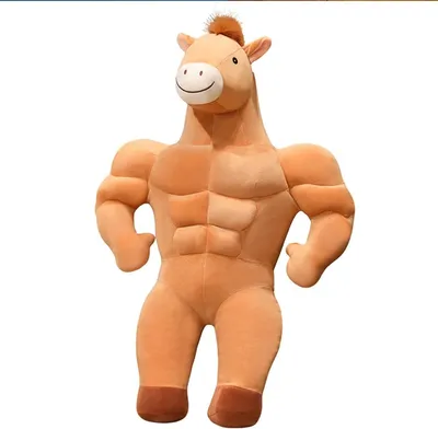 Produktbild von Muskelpferd Kissen 65cm, Lustiges Pferd, Geschenk & Kuschelfreund