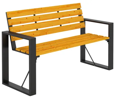 Produktbild von Outsunny Gartenbank 2-Sitzer Wetterfest Holzbank mit Lamelldesign Armlehnen