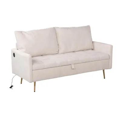 Image de Meubles Cosy Canapé deux places en tissu beige, style scandinave - AHBARM