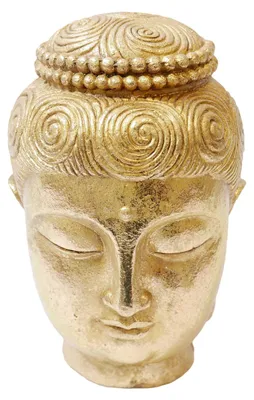 Produktbild von Buddha Kopf Statue Asian Skulptur aus Gold Dekofigur Höhe 31cm