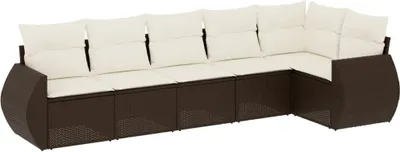 Produktbild von 6-tlg. Garten-Sofagarnitur mit Kissen Braun Poly Rattan