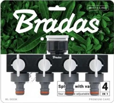 Produktbild von 4 Wege-Verteiler Wasserverteiler Schlauchverteiler Regelbar für 1" Hahn mit 3/4" Adapter BRADAS 4238