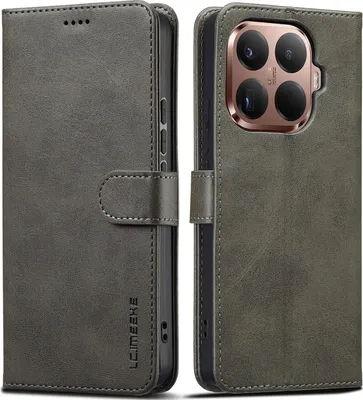 Immagine prodotto di Custodia per Xiaomi 15T Pro in pelle con chiusura magnetica e supporto, custodia protettiva Grigio