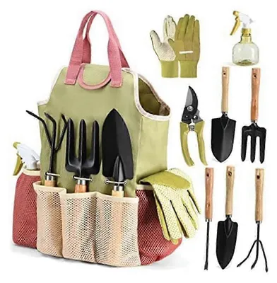 Produktbild von Gartenwerkzeug-Set - Gartenwerkzeuge mit Gartenschere - Pflanzwerkzeug - Handschaufel - Handrechen - Sprühflasche - für Indoor & Outdoor