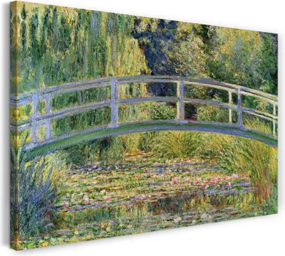 Produktbild von Leinwandbild (120x80cm): Claude Monet - Japanische Brücke über den Seerosenteich (1899), echter Holz-Keilrahmen inkl. Aufhänger, handgefertigt in Deutschland