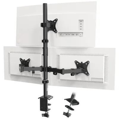 Produktbild von 3-fach Monitor-Tischhalterung für 13–32 Zoll, höhenverstellbar, schwenk- und neigbar, bis 9 kg je Arm, VESA 75x75/100x100, Schwarz