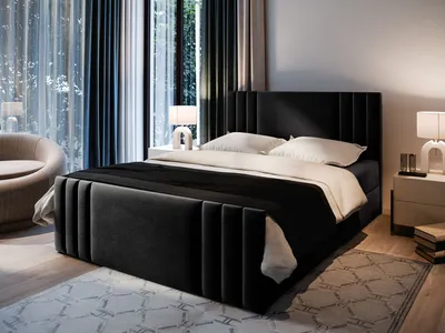 Produktbild von Masseno Boxspringbett KANES 180x200 cm Komplett-Set mit Bonell Matratze und Topper, Polsterbett mit Bettkästen -Schwarz, CASABLANCA 16