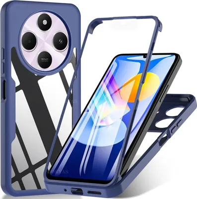 Immagine prodotto di Per Xiaomi Redmi 14C Custodia protettiva ibrida in TPU acrilico a copertura totale a 360 gradi D- Blu