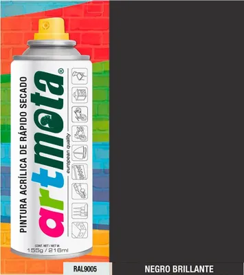 Obrázok produktu pre Lesklý čierny sprej RAL 9005 216 ml Mota La01