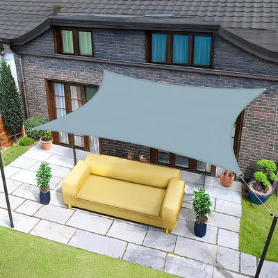 Immagine prodotto di Tenda da sole rettangolare, dimensioni 2,5 x 3,5 metri, impermeabile, protezione UV 95%, colore grigio-blu, realizzata in poliestere