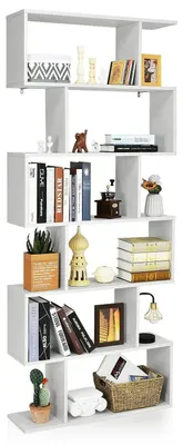 Image de Étagère de rangement avec 6 compartiments, aspect bois, couleur blanche