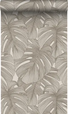 Zdjęcie produktu dla Origin Wallcoverings Tapeta Motyw liści 3D ciepłej szarości 50 x 900 cm