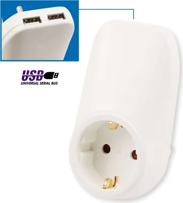Obrázok produktu pre Zástrčka adaptéra McPower, s 2x USB, 5V max. 2,1A, zásuvka 230V/16A