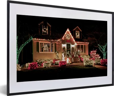 Produktbild von MuchoWow® MuchoWow® Gerahmtes Poster Weihnachten - Weihnachtsschmuck - Weihnachtsbeleuchtung 60x40 cm - Poster mit zchwarzem Bilderrahmen - Schlafzimmer - Plakat in Rahmen - Drucken