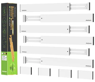 Zdjęcie produktu dla ANTOWIN, przegrody do szuflad z bambusa, przegródki do szuflad, długość 43,2–55,9 cm, dostępne w różnych wariantach