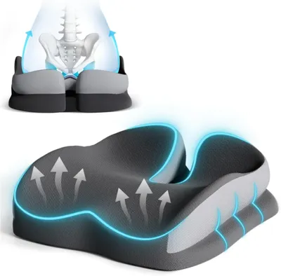 Produktbild von STUNQ® Memory Foam Sitzkissen – Ergonomisches Atmungsaktives Mesh Bürostuhl Kissen mit Rückenstütze für Büro und Auto