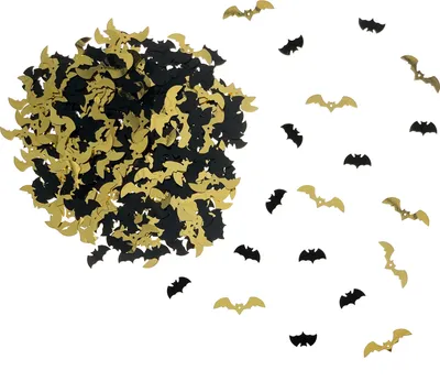 Produktbild von Oblique Unique Fledermaus Konfetti Set als Tischdeko für Halloween Grusel Party Fasching Motto Party schwarz gold