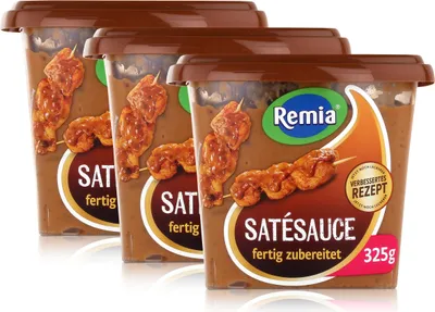 Produktbild von Remia Satésauce Erdnussauce 325g fertig zubereitet 100% pflanzlich (3er Pack)