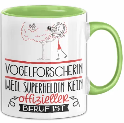 Produktbild von Vogelforscherin Geschenk Tasse Lustiger Spruch Vogelforscherin Weil Superheldin Kein Offizieller Beruf Ist Geschenkidee (Grün)