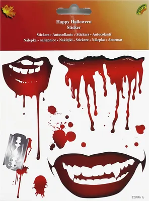 Produktbild von Halloween Sticker (Blutiger Mund + Spritzer)