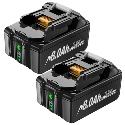 Zdjęcie produktu dla Akumulator 18V do narzędzi Makita - akumulator litowo-jonowy zamiennik BL1830, BL1815, BL1840, BL1860 - 8000mAh - zestaw 2 sztuk - do narzędzi elektrycznych 18V