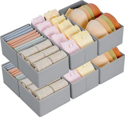 Zdjęcie produktu dla DIMJ 8-częściowy organizer do szuflad z tkaniny jasnoszary
