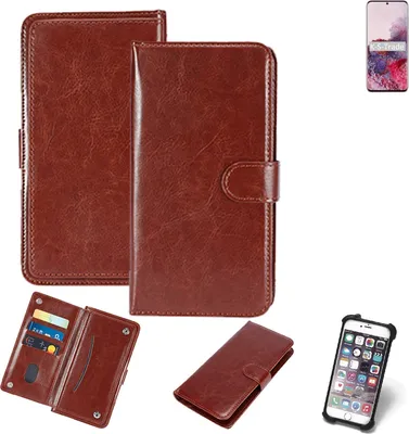 Produktbild von K-S-Trade 360° Hülle kompatibel mit Samsung Galaxy S20 Exynos braun Kunstleder Case BookCase WalletCase Kunstlederederhülle Handyhülle,