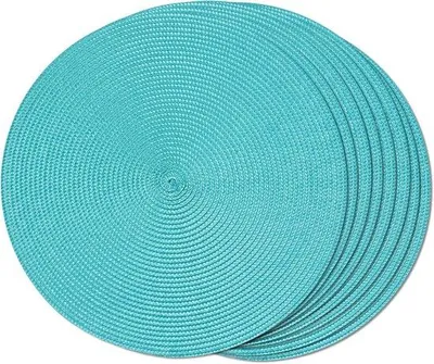 Immagine prodotto di Piatti in tessuto rotondi per tavolo da pranzo – Lavabili, antiscivolo – 38 cm (turchese, 8 pezzi)