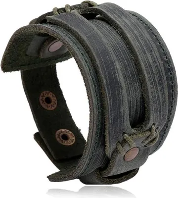 Produktbild von Breites Retro-Lederarmband grün