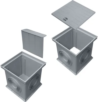 Produktbild von Marley Einlaufschacht 300x300mm mit Schacht ohne Boden, Geruchsverschluss + Schachtdeckel Hofablauf