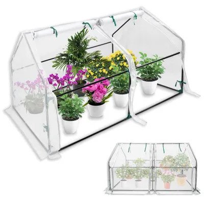 Productafbeelding van Mini-kas, 180 x 90 x 90 cm, tomatenkweekkas met 2 rolluiken, ideaal voor balkon en verhoogde borders