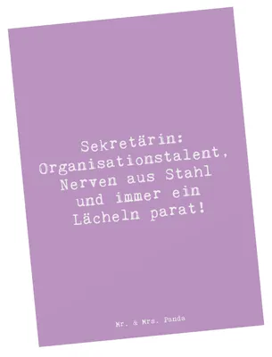 Produktbild von Mr. & Mrs. Panda Fotokarte Spruch Sekretärin Heldin - Lavendeltraum - Geschenk, Beruf, Ansichtskarte, Ansichtskarten, Organisationstalent, Grußkarte, Berufe, Büroheldin