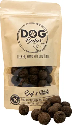 Produktbild von 150g Schecker - Dog Boilies - Leber Kartoffel - krosse Knabberkugeln mit Rind