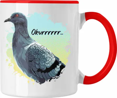 Produktbild von Trendation - Taubenzüchter Okurrrr Geschenk Zaubenzucht Zubehör Tauben Tasse Lustiger Spruch Taubenflüsterer Taubenliebhaber Becher (Rot)