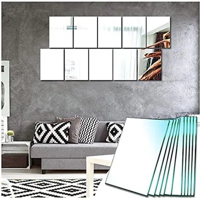 Produktbild von Famanu Spiegeltiles zur Wanddekoration - Rechteckiges Glas, Wanddeko für Wohnzimmer und Schlafzimmer (15 x 23 cm, Set von 10)