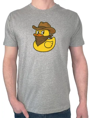 Produktbild von Huuraa Herren T-Shirt Quietscheente Bandit Gummiente Räuber M Sport Grey Bio Baumwolle Fairtrade Herrenshirt Geschenkidee