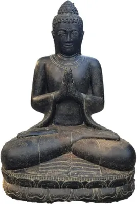 Produktbild von Schöner Großer Buddha Begrüßung aus Steinguss perfekt für den Garten die Terrasse oder den Vorgarten ist Frostfest Witterungsbeständig und Neu 150cm H, APL-SB-150af