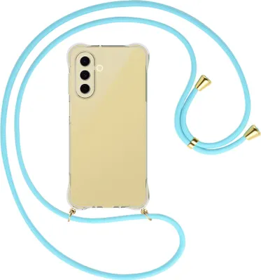 Produktbild von Handykette Backcover-Schutzhülle mit Band (Metall goldfarben) für Samsung Galaxy A26 5G - himmelblau