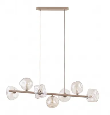 Produktbild von Hängeleuchte Metall Rauchglas H: max. 156 cm Beige Cognac G9 länglich Modern Pendelleuchte, KI-generiertes Bild