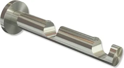Produktbild von Interdeco Träger, Halterung mit 7,5 / 14,5 cm Abstand, Auflageträger für Gardinenstangen 20 mm Ø, 2-läufig, Edelstahl-Optik, Modell Platon