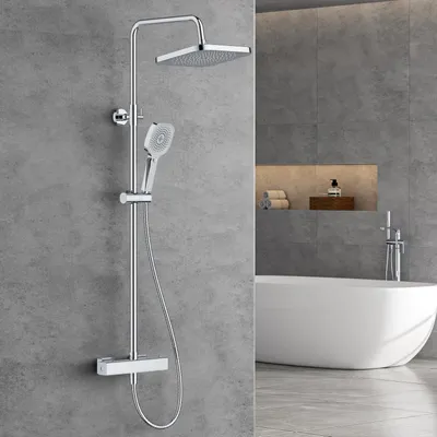 Immagine prodotto di Soffione doccia set doccia - Asta doccia - Termostatico - Cromo 25 cm - Per bagno
