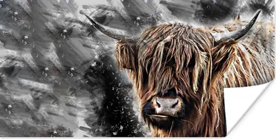 Produktbild von MuchoWow® Poster Schottischer Highlander - Tiere - Schwarz 40x20 cm - Poster für die Wand - Poster Schlafzimmer