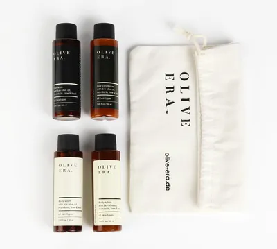 Produktbild von Olive Era Travel Sets | Mandarine & Mountain Tea | 4x35ml / 4x50ml Mandarine
