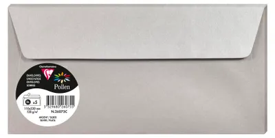 Zdjęcie produktu dla Clairefontaine 5 kopert Pollen 110x220 srebrnych