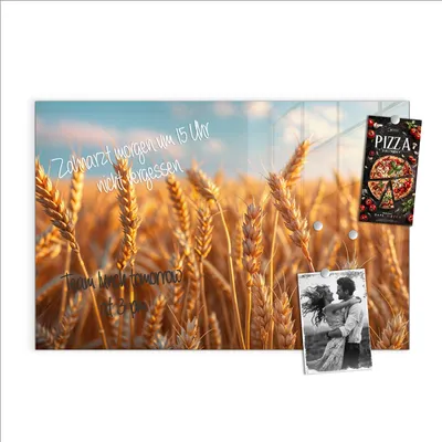 Produktbild von Magnettafel 60x40cm Pinnwand Whiteboard beschreibbar - Weizenfeld Sonnenuntergang